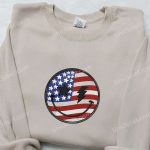 Smile Icon x America Flag Stitch Embroidered Shirt – Independence Day & National Day Gifts