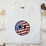 Smile Icon x America Flag Stitch Embroidered Shirt – Independence Day & National Day Gifts