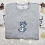 Smile Through The Pain Blue Bear Embroidered Shirt: Cool & Best Family Gifts