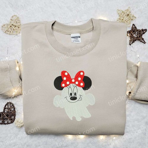 Spooky Smiling Boo Minnie Embroidered Shirt – Best Disney Halloween Gift Ideas