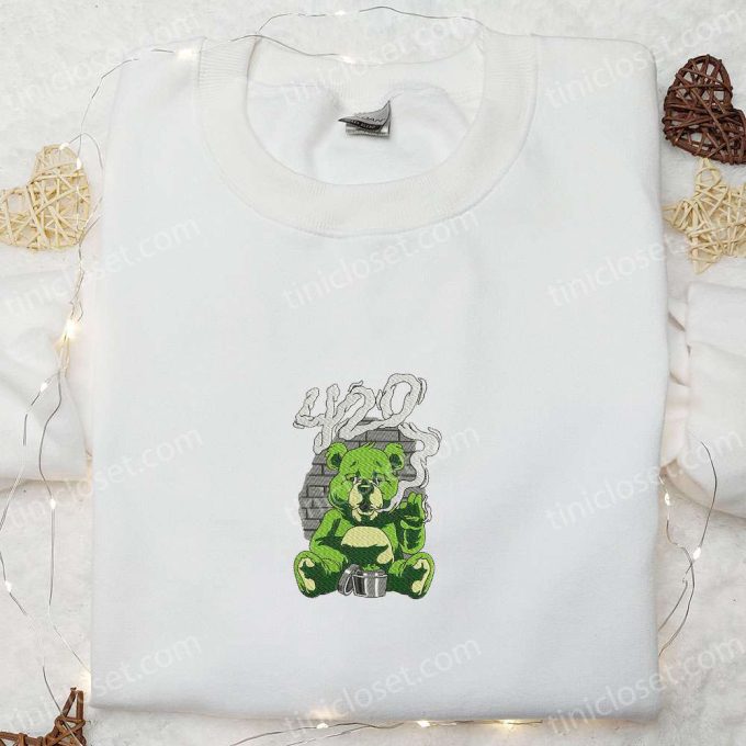 Smoking Bear Embroidered Shirt – Cool Shirt Perfect Family Gift