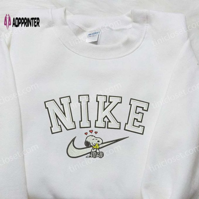 Snoopy & Woodstock x Nike Embroidered Sweatshirt – Peanuts Cartoon Shirt Nike Inspired Design