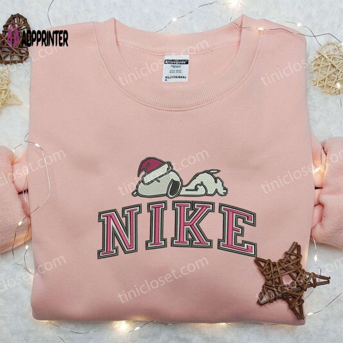 Snoopy Christmas x Nike Embroidered Sweatshirt: Peanuts Cartoon & Nike Inspired Shirt