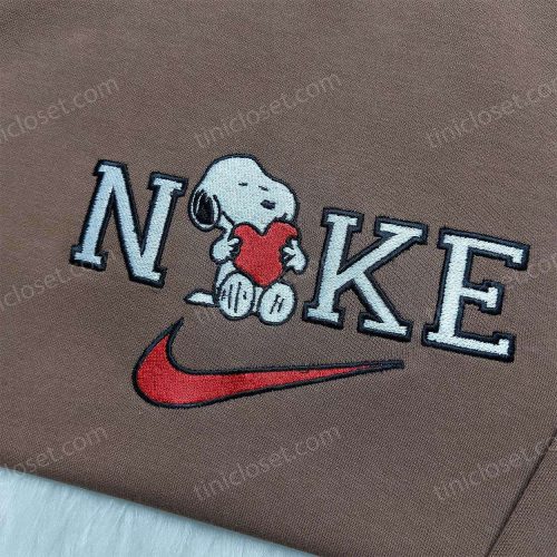 Snoopy Heart Nike Shirt: Custom Embroidered Sweatshirt Best Valentine s Day Gift