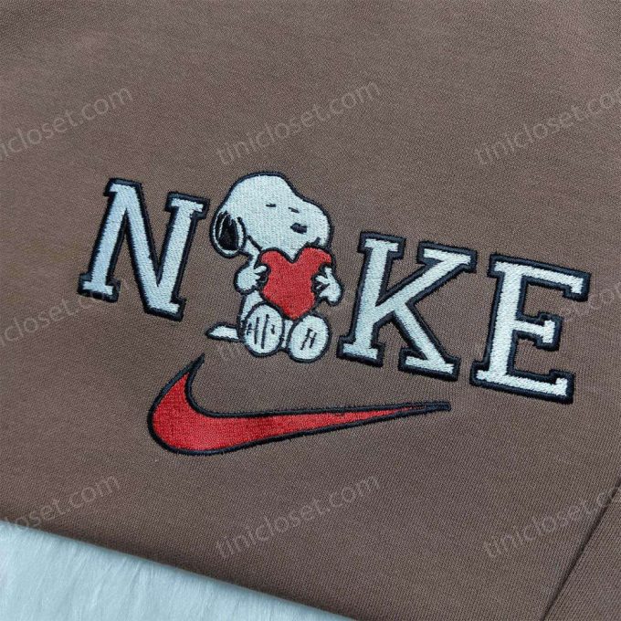 Snoopy Heart Nike Shirt: Custom Embroidered Sweatshirt Best Valentine s Day Gift