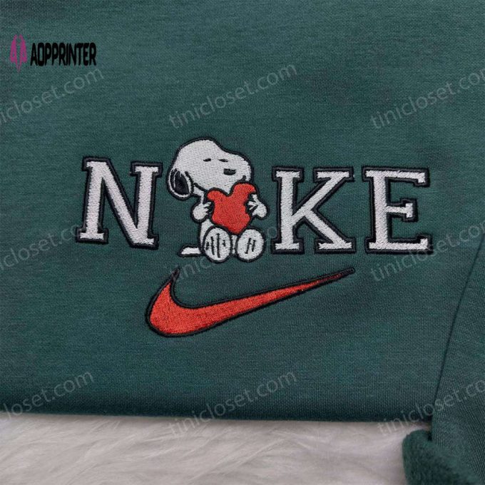 Snoopy Heart Nike Shirt: Custom Embroidered Sweatshirt Best Valentine s Day Gift