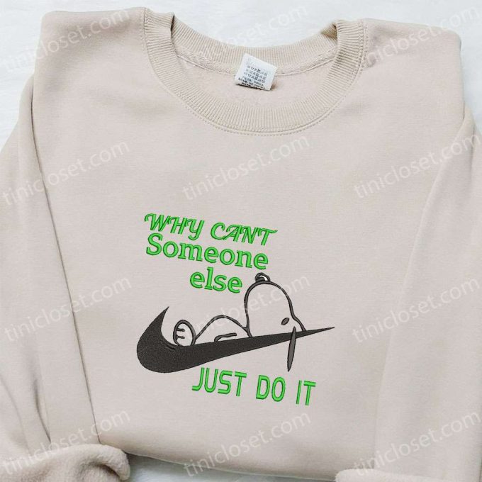 Snoopy Just Do It x Nike Embroidered Tshirt – Nike Inspired Shirt Perfect Family Gift