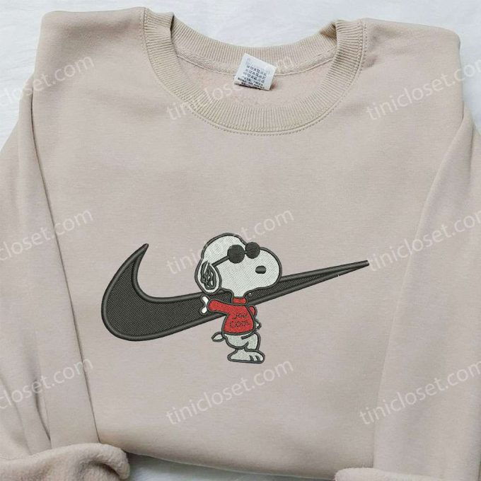 Snoopy x Nike Swoosh Embroidered Sweatshirt & Peanuts Cartoon Shirt: Nike-Inspired Style