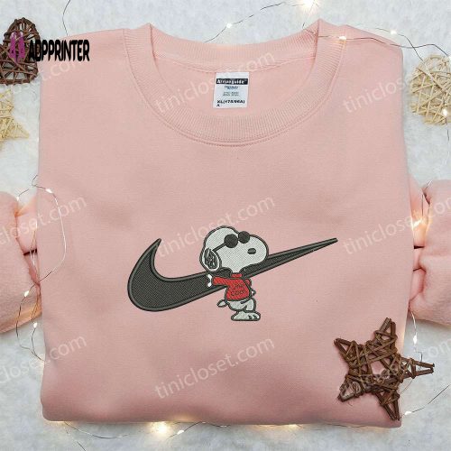 Snoopy x Nike Swoosh Embroidered Sweatshirt & Peanuts Cartoon Shirt: Nike-Inspired Style