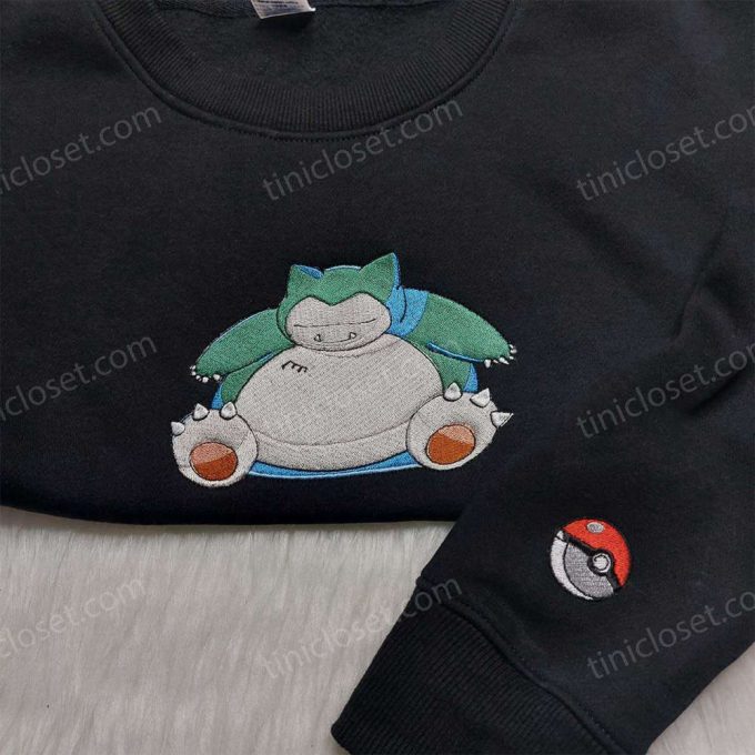 Snorlax Embroidered Shirt Hoodie & Sweatshirt: Pokemon & Anime-themed Apparel