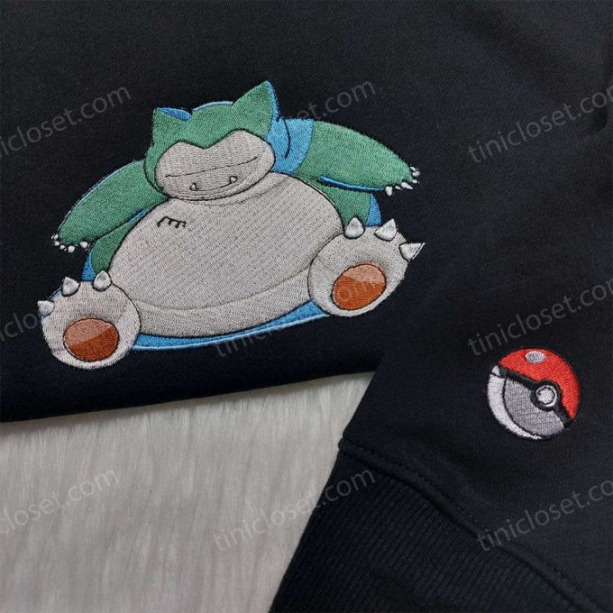 Snorlax Embroidered Shirt Hoodie & Sweatshirt: Pokemon & Anime-themed Apparel