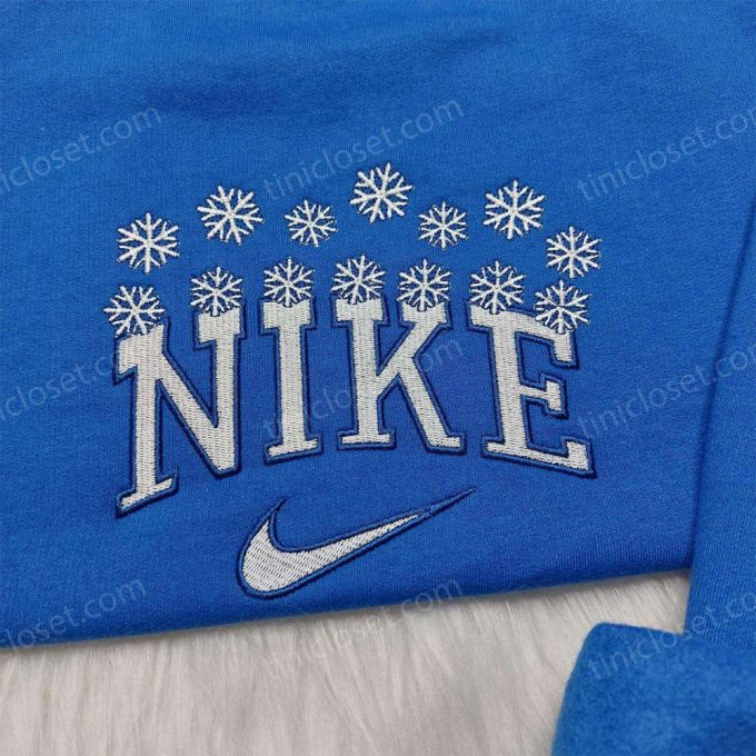 Custom Snowflakes Nike Embroidered Shirt & Hoodie: Perfect Christmas Gifts for Family