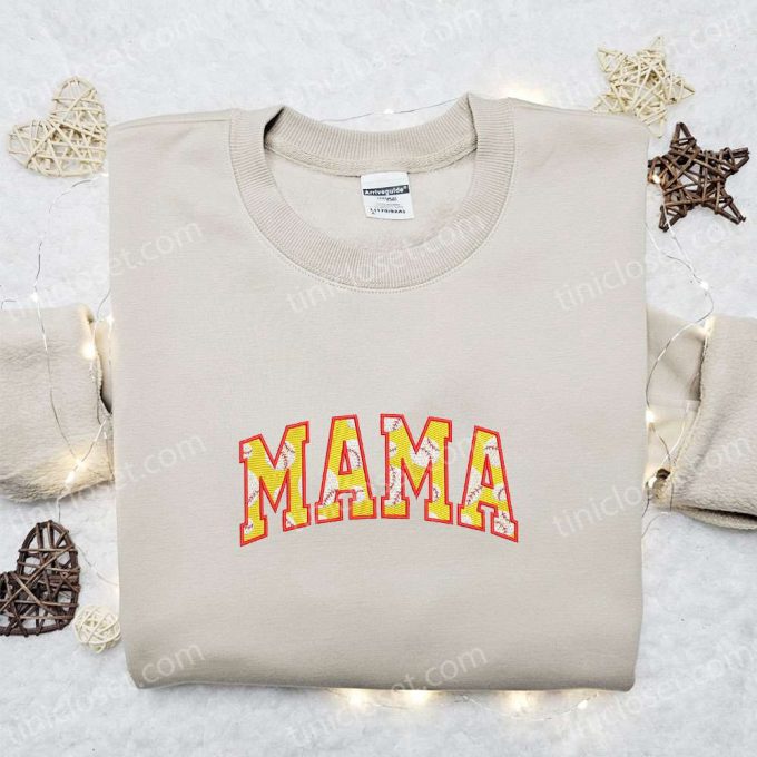 Softball Mama Embroidered Shirt & Hoodie: Perfect Mother’s Day Gift for Mom