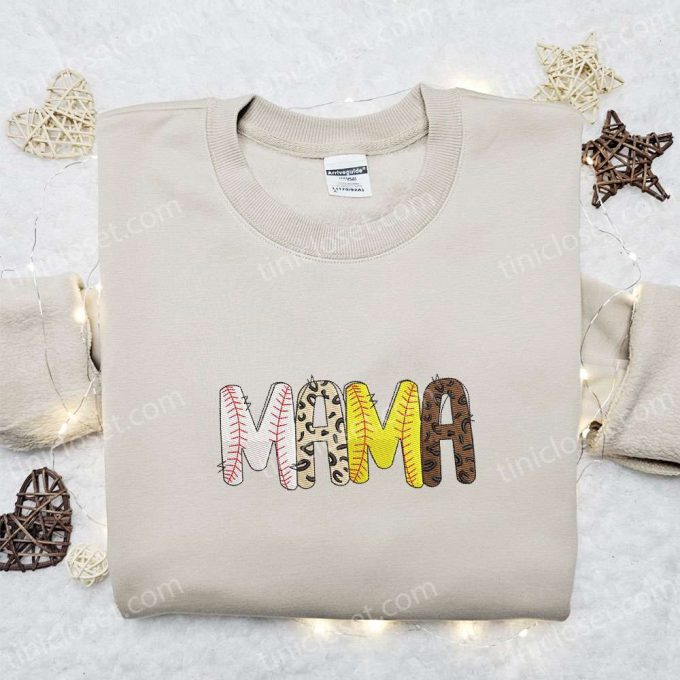 Softball Mama Embroidered Shirt & Hoodie: Perfect Mother’s Day Gift Idea for Sports Lovers