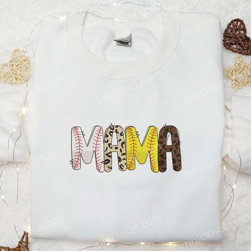 Softball Mama Embroidered Shirt & Hoodie: Perfect Mother’s Day Gift Idea for Sports Lovers