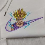 Dragon Ball Hoodie: Son Gohan Super Saiyan Sweatshirt with Custom Nike Swoosh – Shop Now!