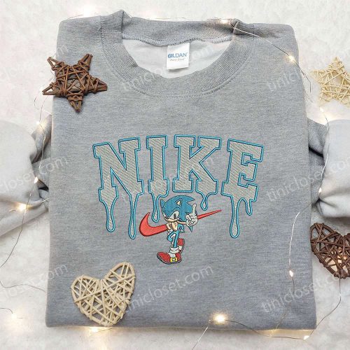 Sonic x Nike Embroidered Sweatshirt: Cartoon Shirt with Nike Inspiration