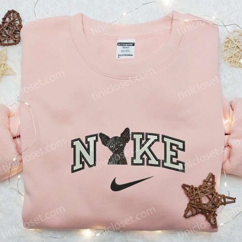 Sphynx Cat x Nike Embroidered Shirt: Animal & Nike Inspired Shirt