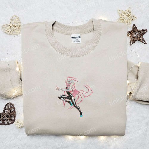 Spider-Gwen Embroidered Shirt & Marvel Superhero Movie Hoodie – Perfect Gift for Girls