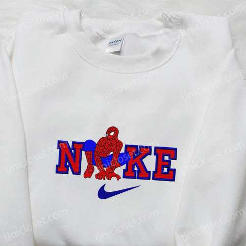 Spider-Man x Nike Movie Embroidered Hoodie & Marvel Cinematic Universe Shirt: Nike Inspired Embroidery