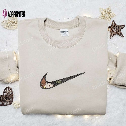 Embroidered Mocha Bear x Nike Shirt: Stylish Milk & Mocha & Nike Inspired Design