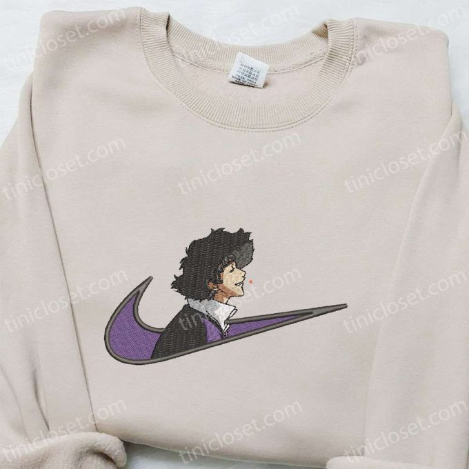 Spike Spiegel x Swoosh Embroidered T-shirt & Cowboy Bebop Anime Hoodie: Nike Inspired Sweatshirt