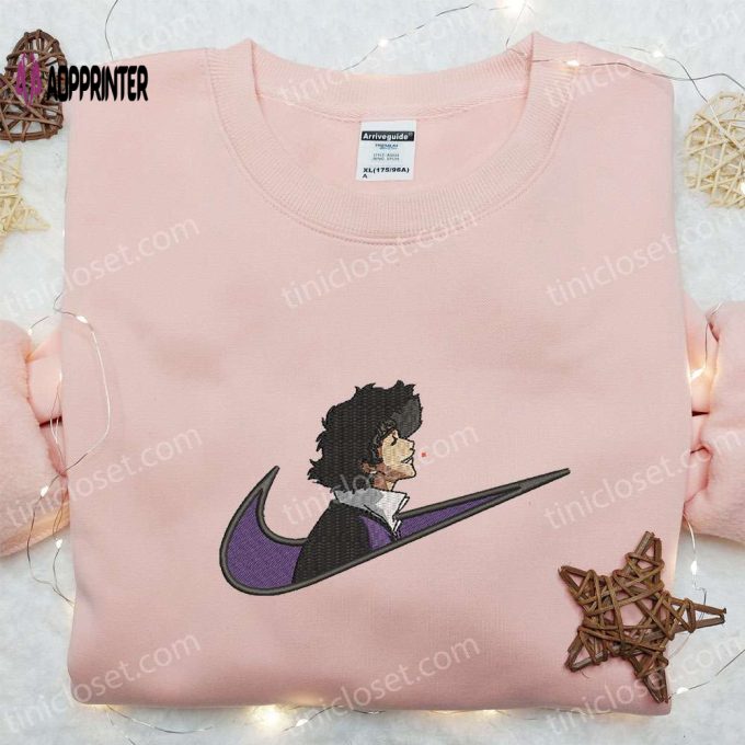 Spike Spiegel x Swoosh Embroidered T-shirt & Cowboy Bebop Anime Hoodie: Nike Inspired Sweatshirt