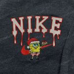 Custom Spongebob Santa Hat Nike Christmas Sweatshirt – Perfect Family Gift Idea with Nike Embroidered Hoodie