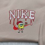 Custom Spongebob Santa Hat Nike Christmas Sweatshirt – Perfect Family Gift Idea with Nike Embroidered Hoodie