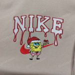 Custom Spongebob Santa Hat Nike Christmas Sweatshirt – Perfect Family Gift Idea with Nike Embroidered Hoodie