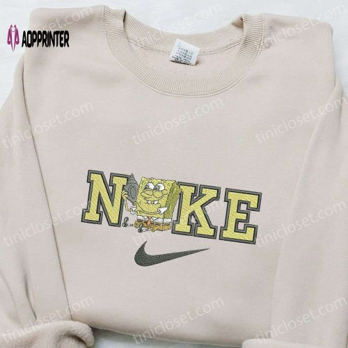 SpongeBob x Nike Cartoon Embroidered Sweatshirt Disney Characters Hoodie Custom Nike T-shirt