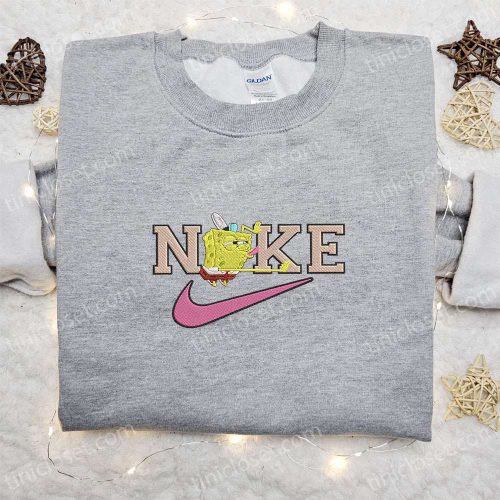 SpongeBob x Nike Cartoon Embroidered Sweatshirt Disney Characters Hoodie Custom Nike T-shirt