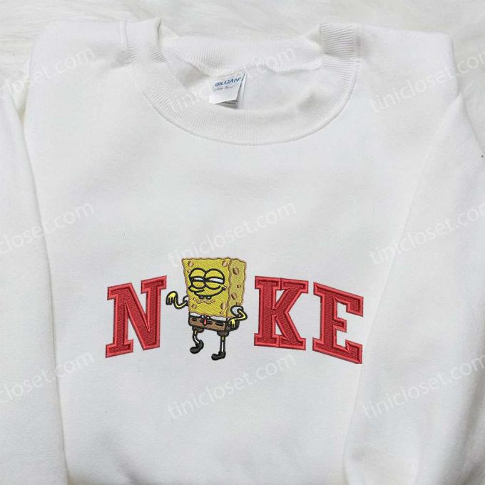 SpongeBob SquarePants x Nike Embroidered Sweatshirt: Cartoon Shirt Nike Inspired