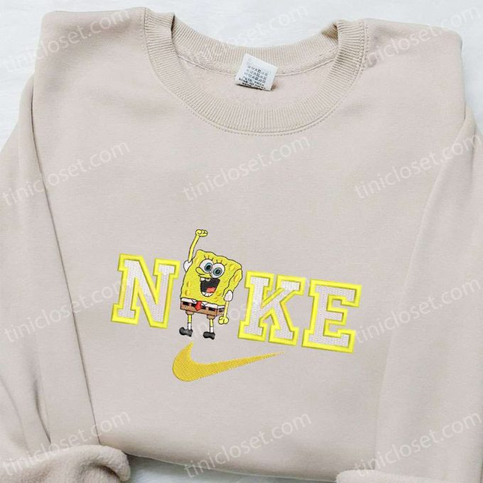 Spongebob x Nike Cartoon Embroidered Shirt – Best Nike Inspired T-shirt Perfect Family Gift Idea