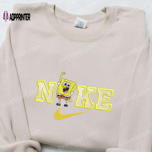 Spongebob x Nike Cartoon Embroidered Shirt – Best Nike Inspired T-shirt Perfect Family Gift Idea