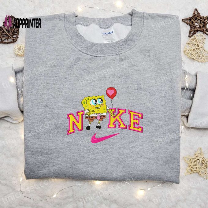 SpongeBob x Nike Cartoon Embroidered Shirt: Trendy SpongeBob SquarePants & Nike Inspired Apparel