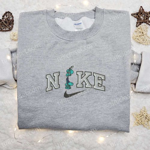 Squidward x Nike Cartoon Embroidered Sweatshirt: Custom Hoodie Best Birthday Gift Ideas