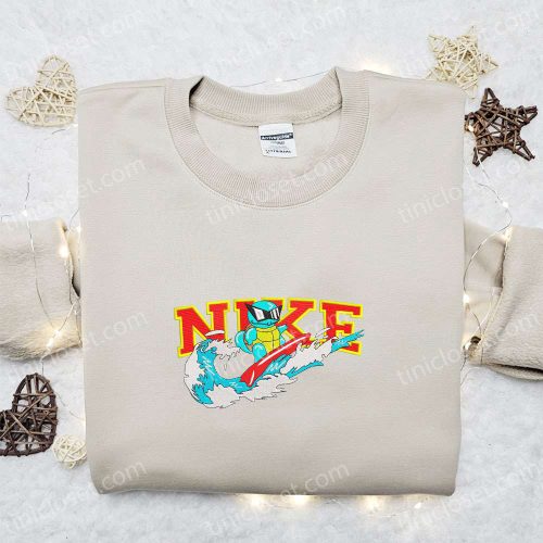 Squirtle Surfing x Nike Embroidered Sweatshirt: Pokemon Anime Shirt Perfect Gift