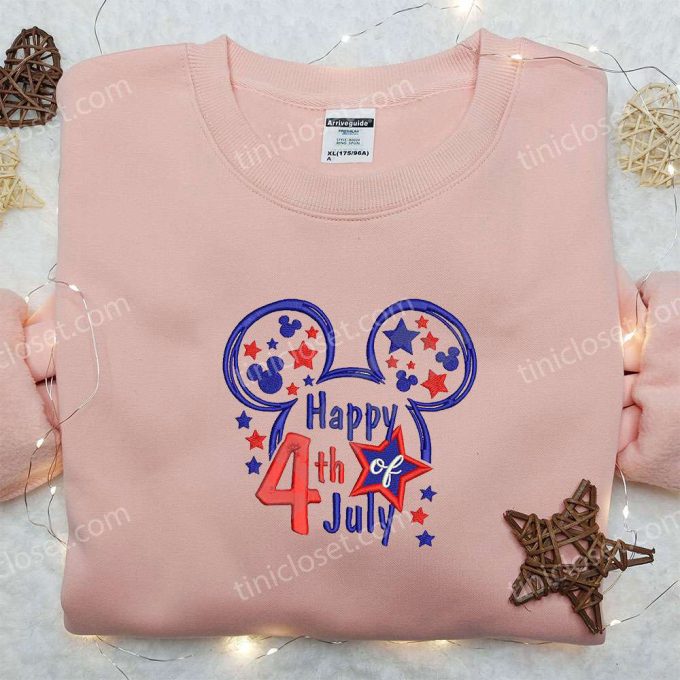 Star Mickey Mouse Happy 4th July Embroidered Shirt Disney Patriotic Shirts