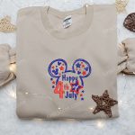 Star Mickey Mouse Happy 4th July Embroidered Shirt Disney Patriotic Shirts