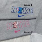 Stitch & Angel Nike Embroidered Shirt: Customizable Matching Couple Shirt