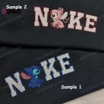 Custom Stitch Angel & Nike Embroidered Shirt: Romantic Disney Couple Tee