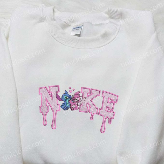 Stitch Angel Love x Nike Cartoon Embroidered Sweatshirt Disney Characters Hoodie – Best Valentine’s Gift Ideas