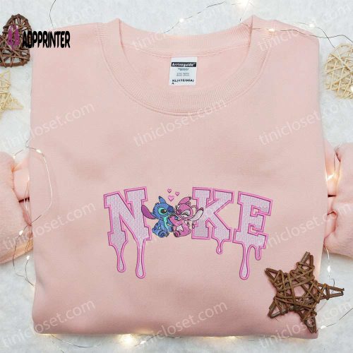 Stitch Angel Love x Nike Cartoon Embroidered Sweatshirt Disney Characters Hoodie – Best Valentine’s Gift Ideas