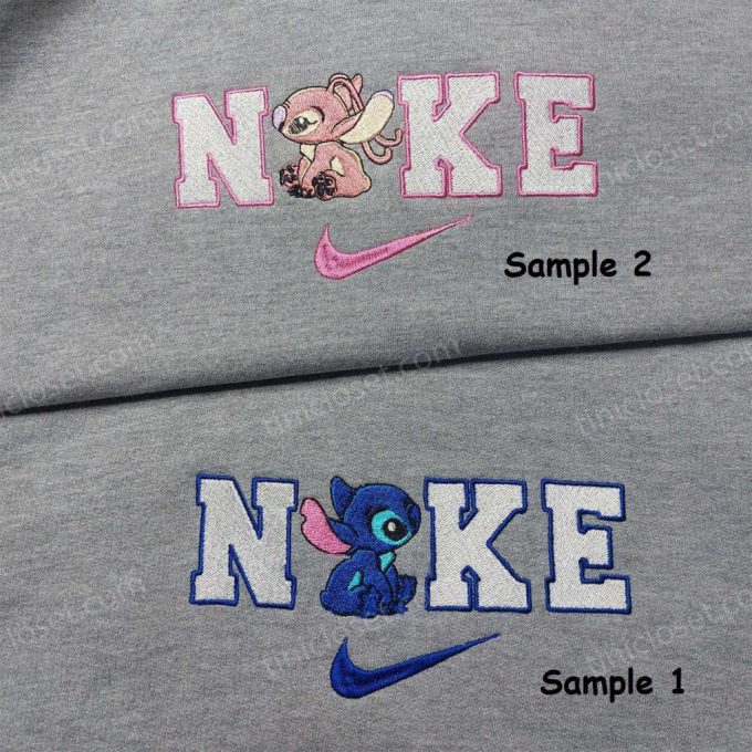 Stitch Angel Nike Embroidered Shirt – Custom & Matching Couple Shirt