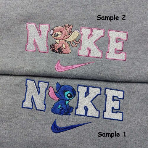 Stitch Angel Nike Embroidered Shirt – Custom & Matching Couple Shirt