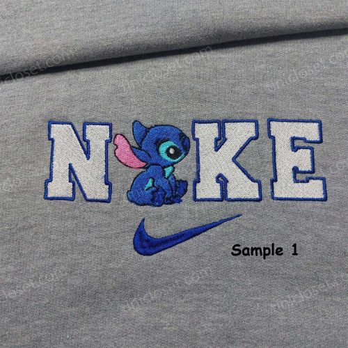 Stitch Angel Nike Embroidered Shirt – Customized & Matching Couple Shirt