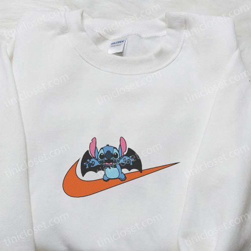 Stitch Bat x Swoosh Embroidered Sweatshirt – Lilo and Stitch Disney Shirt Perfect Halloween Gift