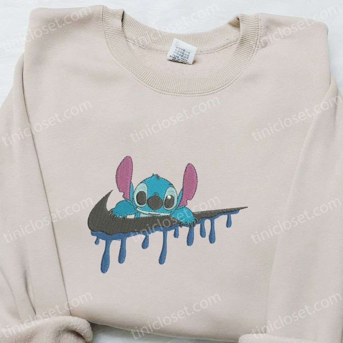 Disney Characters Embroidered Shirt – Stitch Cartoon x Swoosh – Halloween Design Best Family Gift