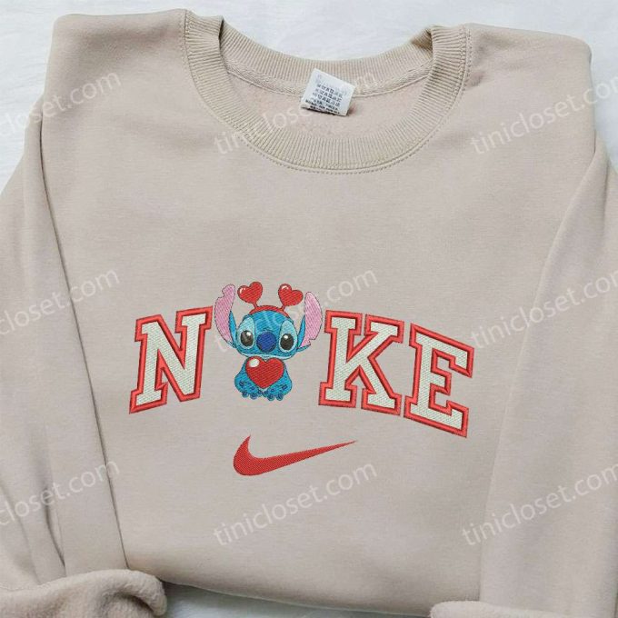 Stitch Heart x Nike Embroidered Sweatshirt: Best Valentine’s Gift Ideas Nike Inspired Shirt